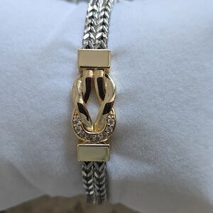 NWOT! Elegant Gold & Silver Bracelet With CZ Accents